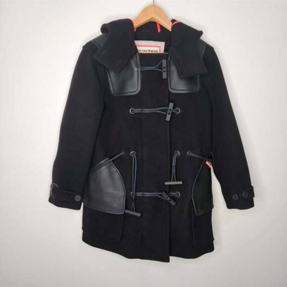 Hunter Wool Belted Duffle Coat Women's Sz S Black - Picture 3 of 15